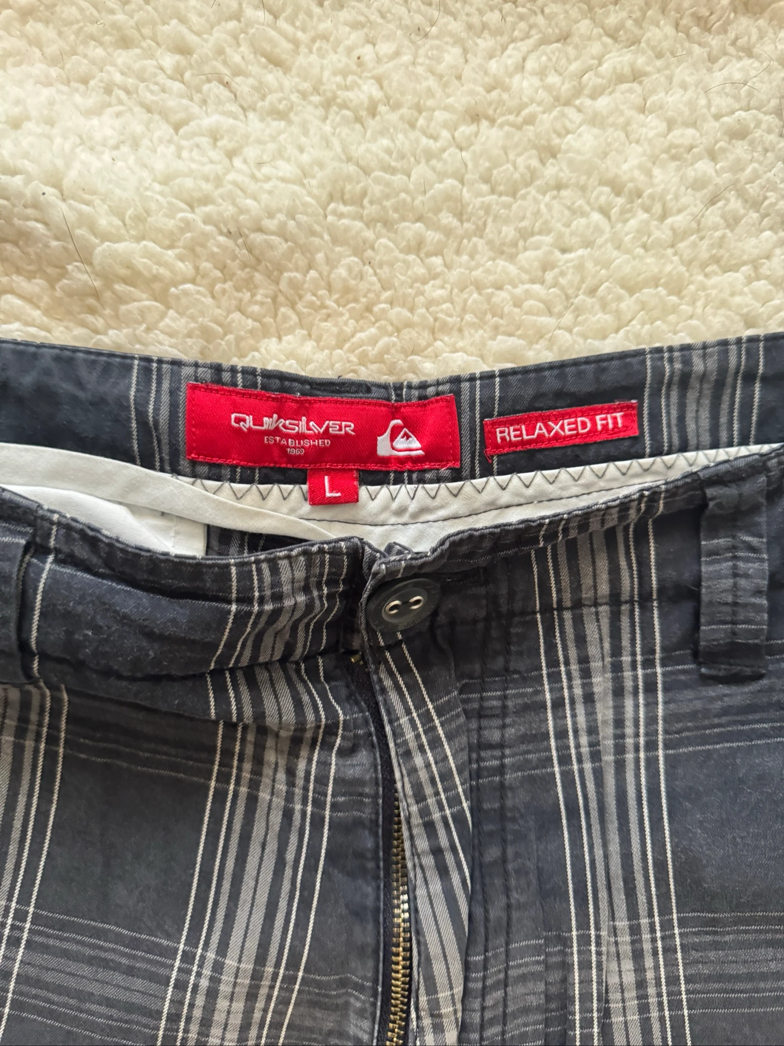 Shorts de Praia Xadrez Quicksilver Cinza Escuro Tamanho L Skate Surf Casual – photo 8